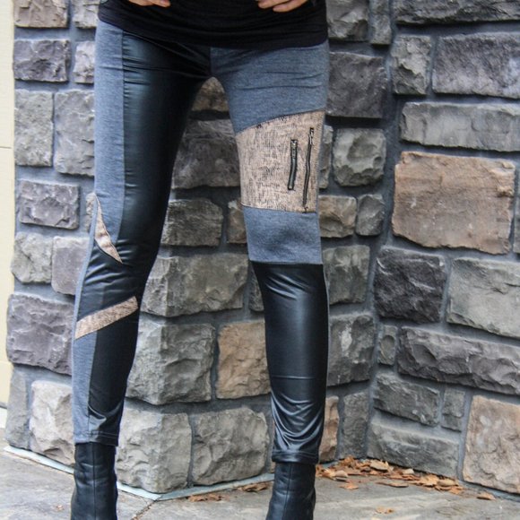 Geri C New York Pants - SOLD OUT Grey pleather funky leggings small only